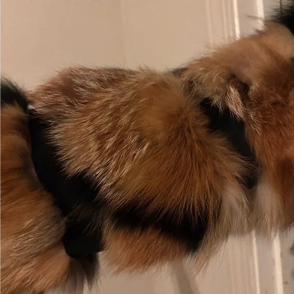 The Jetset Diaries Elegant short calico genuine fox patchwork fur & leather coat - Picture 2 of 16